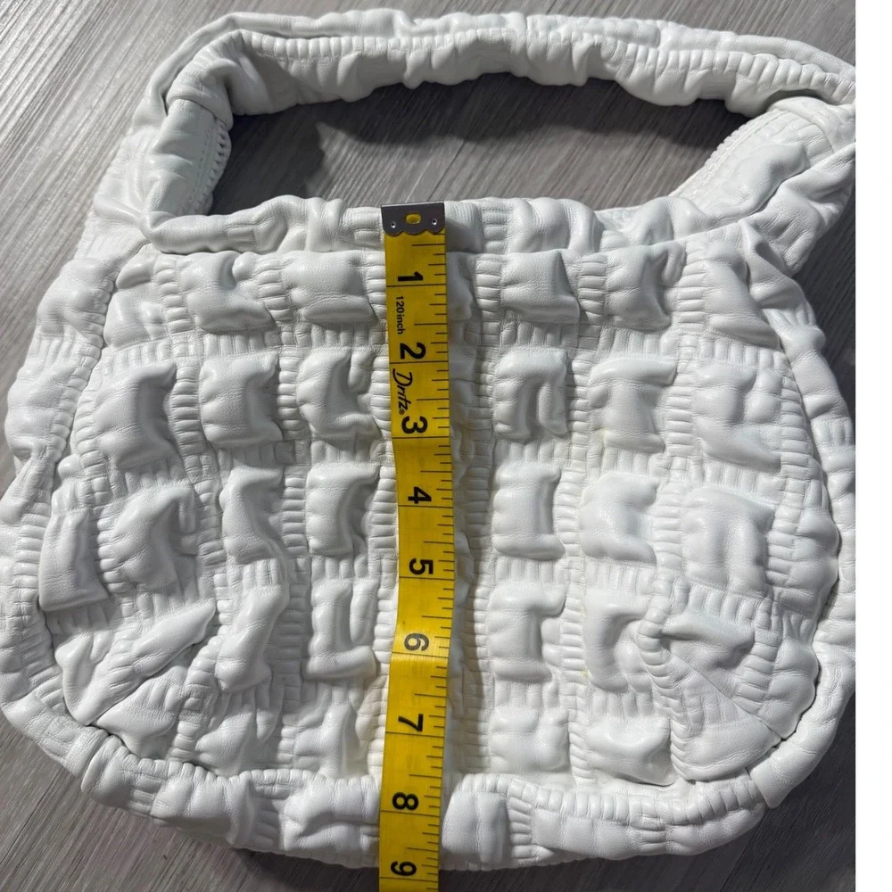 Jason Wu White Quilted Puffy Hobo Bag Textured Top Handle Handbag Gold Hardware
